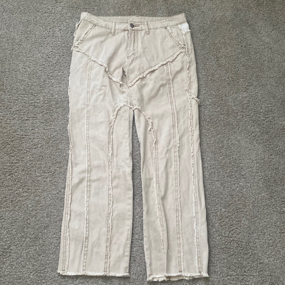 Shein Pants, Khaki, Shredded detailing